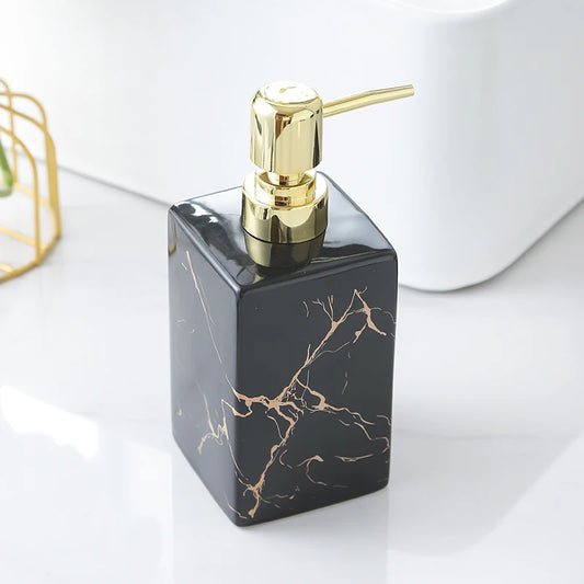 Ceramic Black Marble Bath Set – 5 Pieces